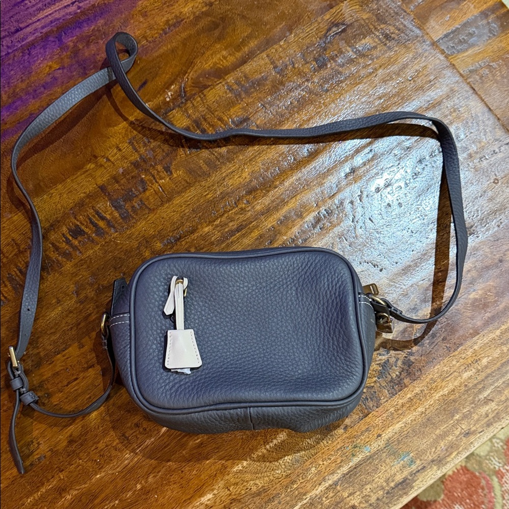 J. Crew Dark Grey Pebbled Leather Crossbody Bag